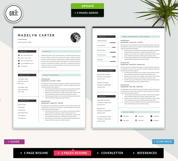 Creative Resume CV Template for Word in Letter Templates - product preview 2
