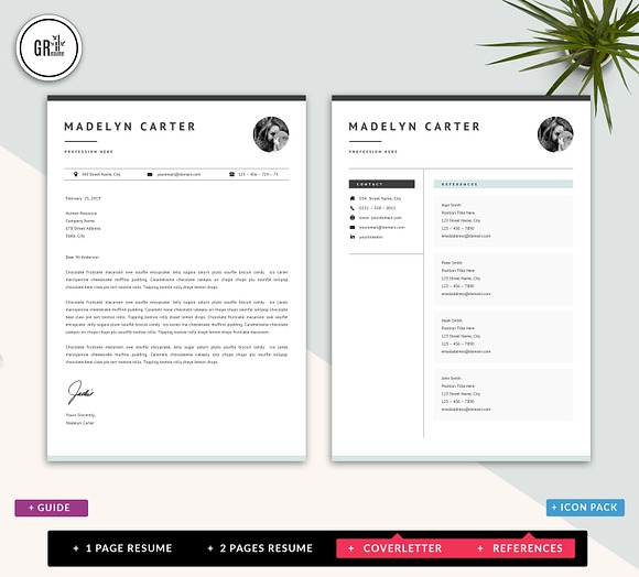 Creative Resume CV Template for Word in Letter Templates - product preview 3