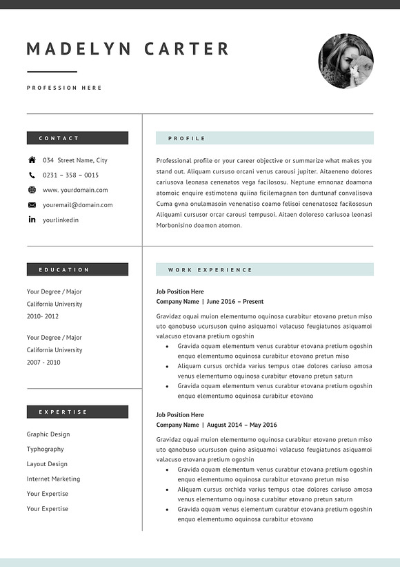 Creative Resume CV Template for Word in Letter Templates - product preview 4