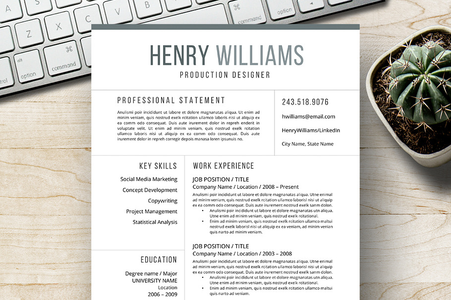 Resume Template for Word, 3 page
