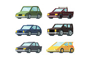 Different types of modern cars flat
