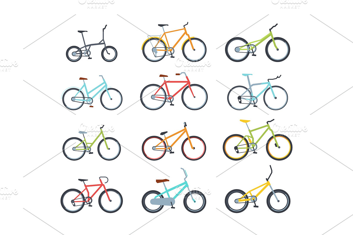 Modern colorful bicycles flat vector in Illustrations - product preview 8