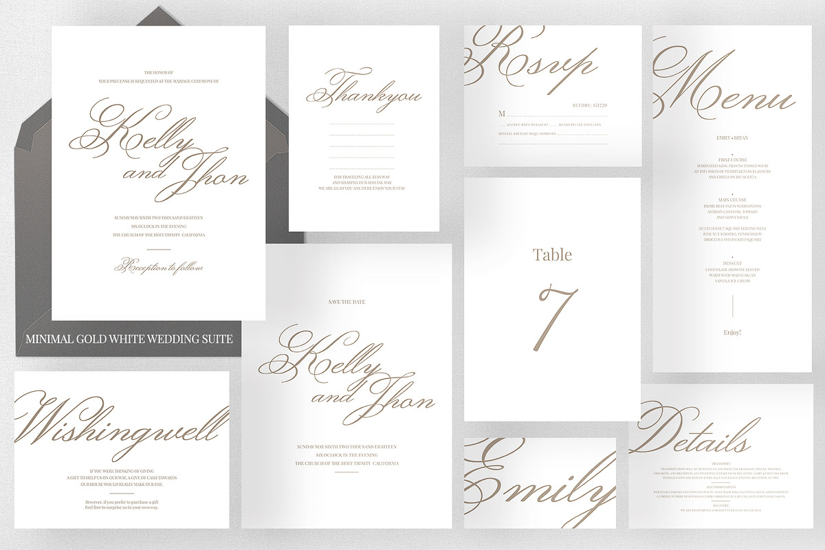 Minimal Gold White Wedding Suite in Wedding Templates - product preview 8
