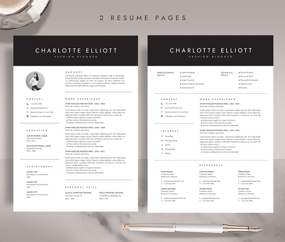 Professional Resume Template RE011 in Letter Templates - product preview 2