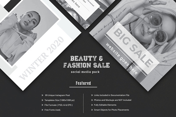 Fashion Sale Social Media Pack in Instagram Templates - product preview 1