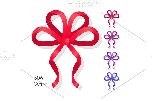 Vector bow set isolated. Colors of