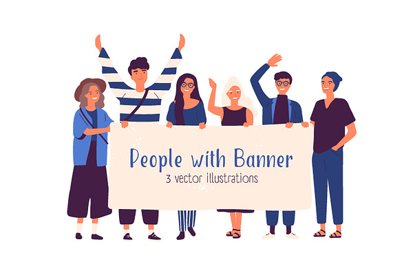 People with banners