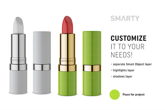 Glossy lipstick mockup in Product Mockups - product preview 1