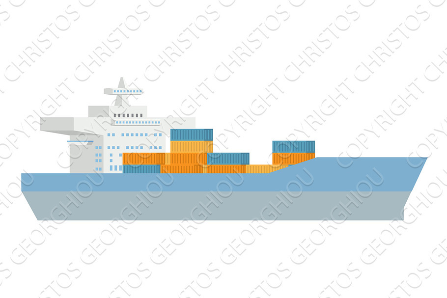 Logistics Cargo Container Ship in Illustrations - product preview 8