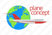 Travel Globe Airplane Concept