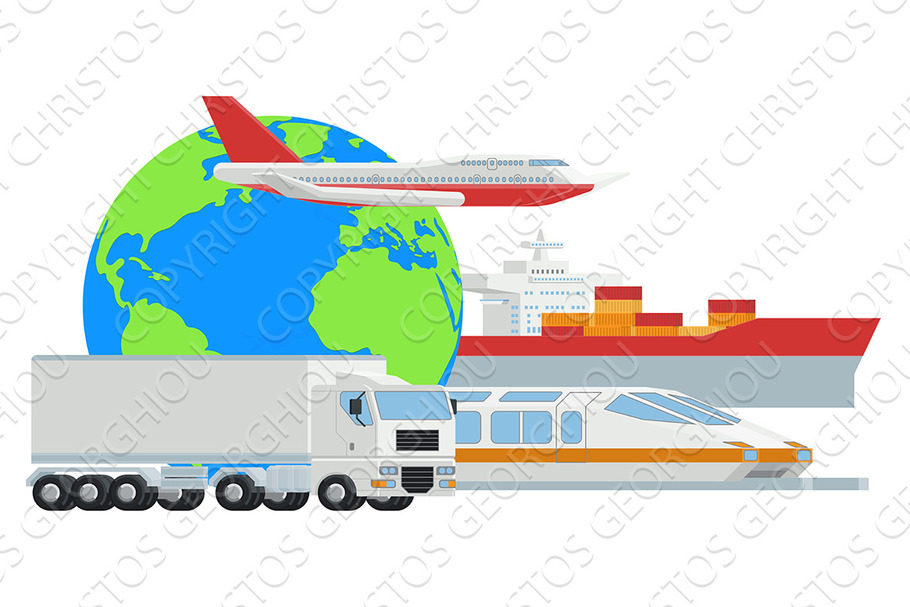 Logistic Transport Globe Cargo in Illustrations - product preview 8