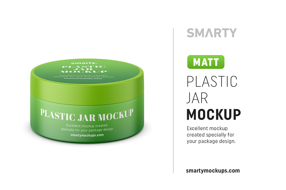 Small matt plastic jar mockup in Product Mockups - product preview 8