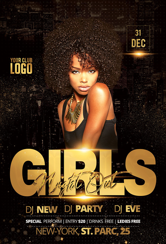 Girls Night Out Party Flyer in Flyer Templates - product preview 2