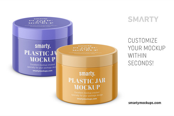Glossy plastic jar mockup in Product Mockups - product preview 2