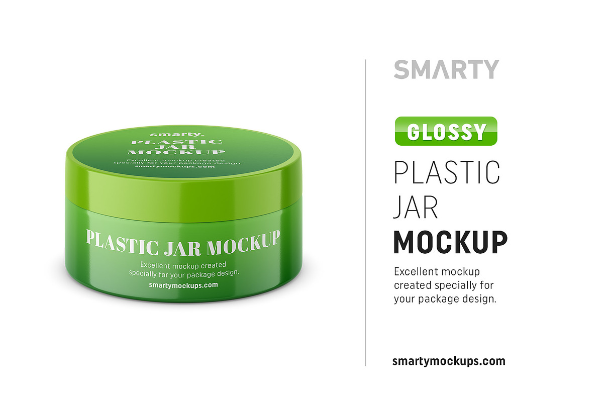 Small glossy plastic jar mockup in Product Mockups - product preview 8