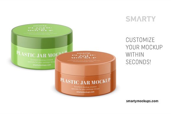 Small glossy plastic jar mockup in Product Mockups - product preview 2