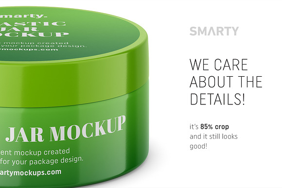 Small glossy plastic jar mockup in Product Mockups - product preview 3