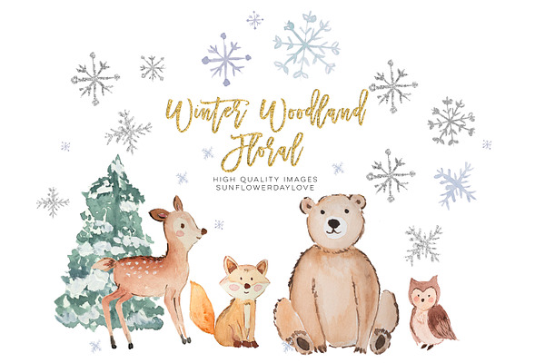 Winter Woodland Animals Clipart