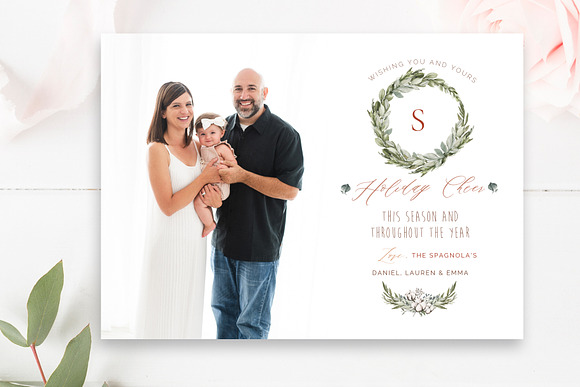 Wreath Holiday Photo Card PSD in Card Templates - product preview 2
