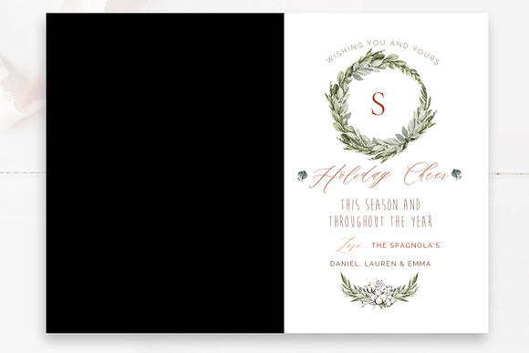 Wreath Holiday Photo Card PSD in Card Templates - product preview 3