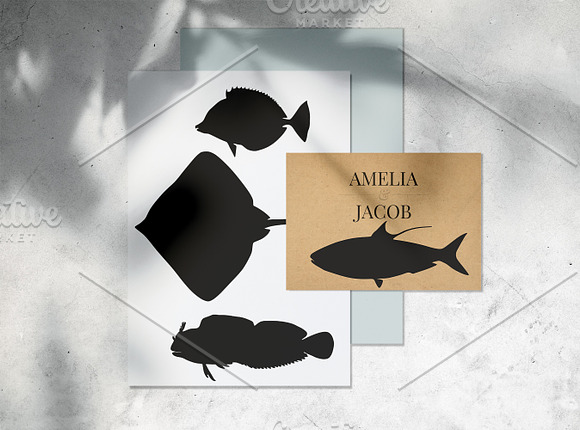 271 Sea fish silhouette with names in Icons - product preview 1