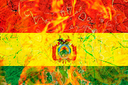 Bolivia Flag Burnt Political Concept