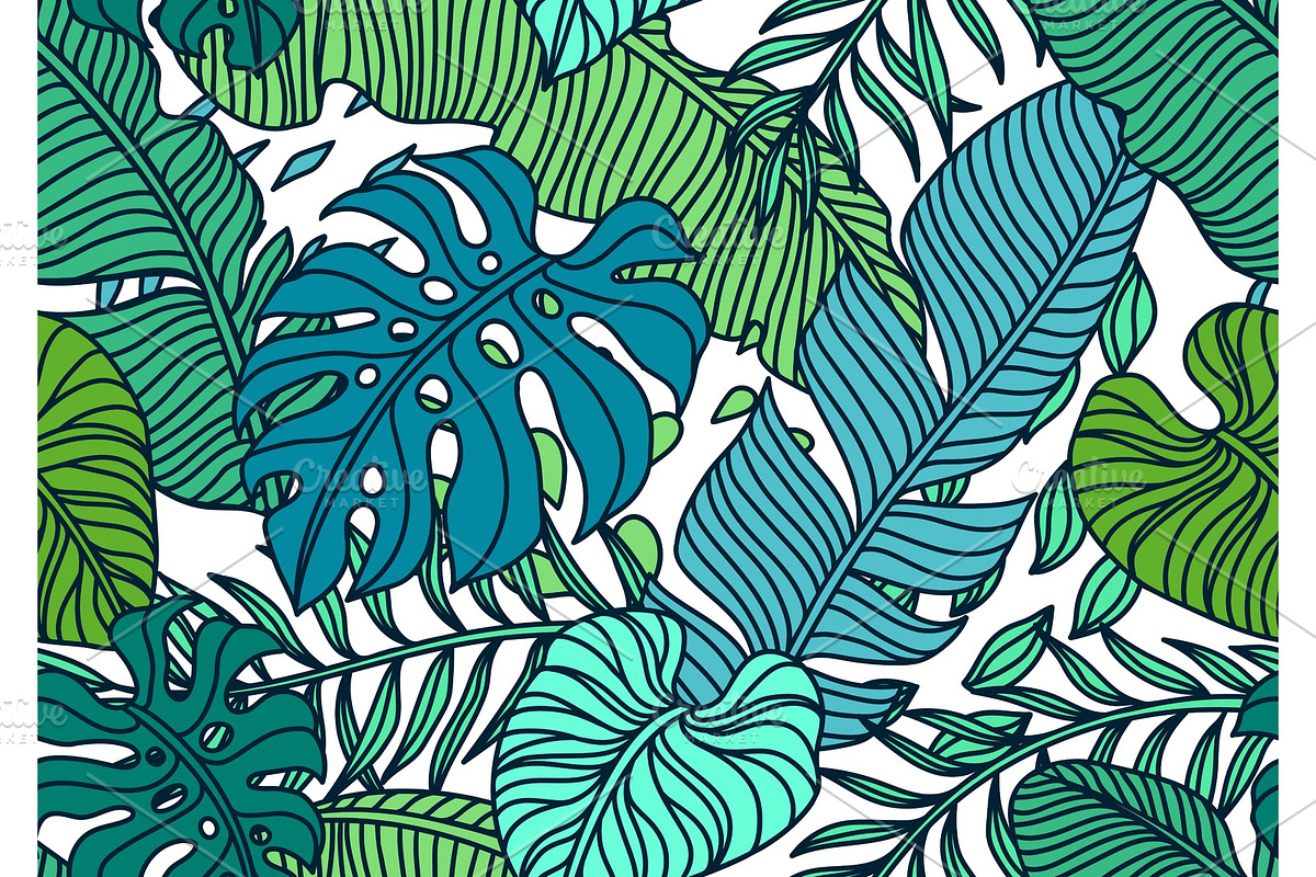 Seamless pattern with palm leaves. in Patterns - product preview 8