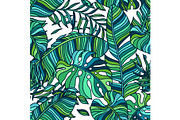Seamless pattern with palm leaves.