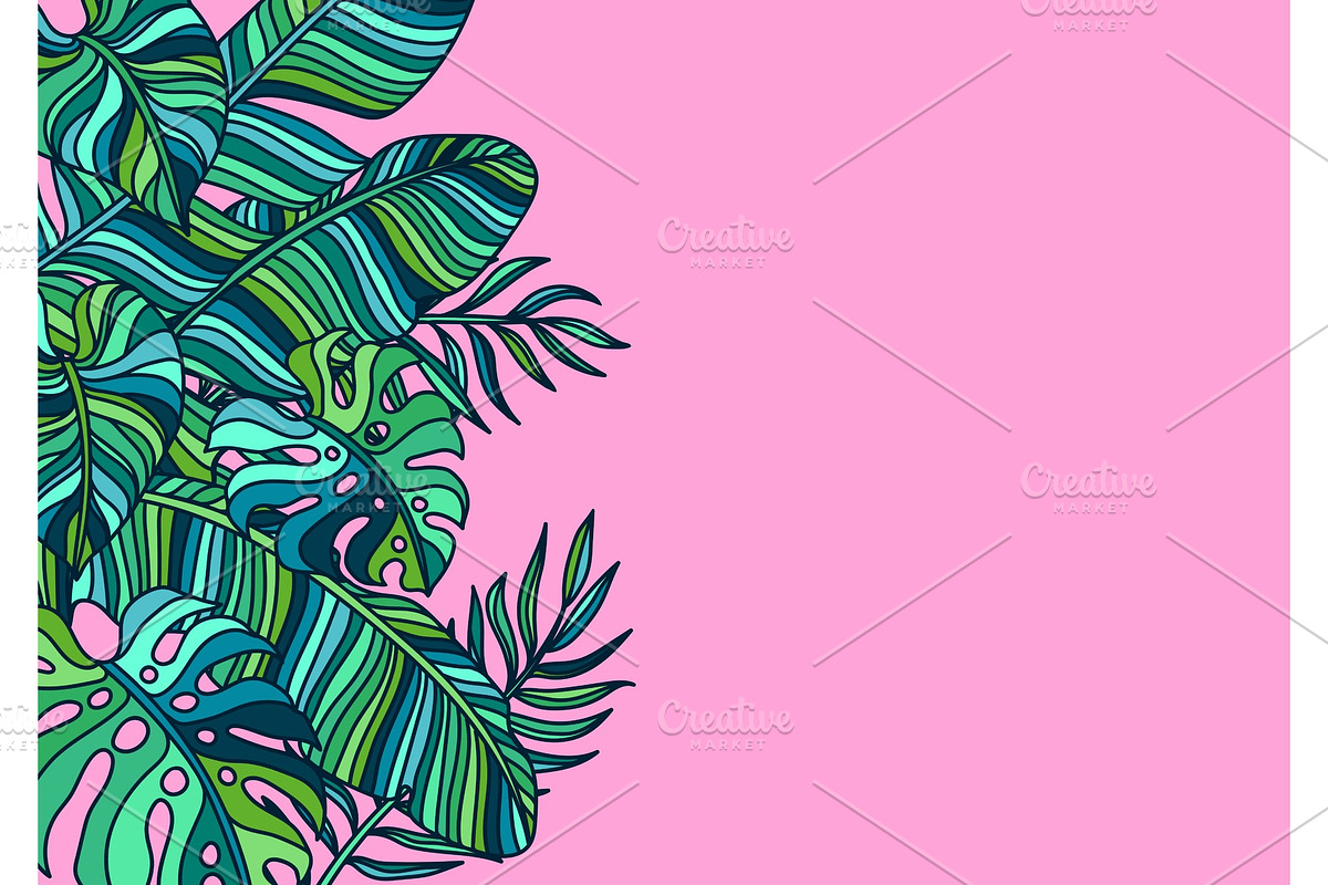 Background with palm leaves. in Illustrations - product preview 8