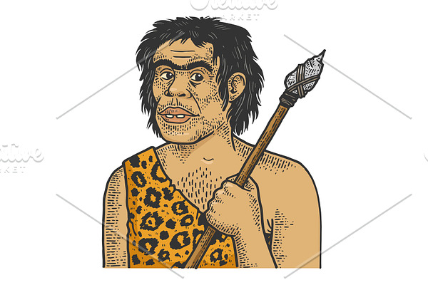 Primitive caveman sketch vector