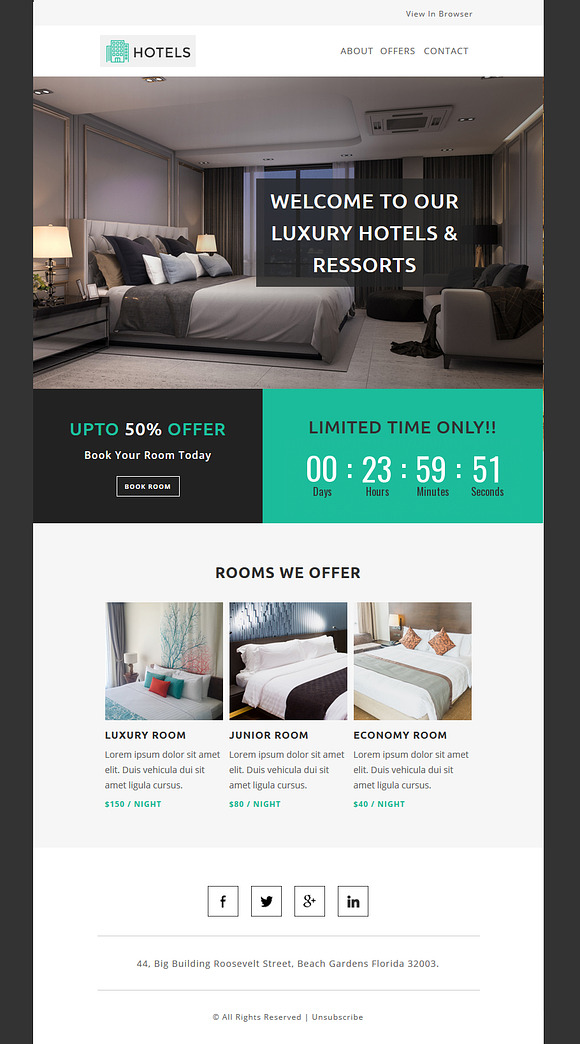 Hotel Booking – Email Template in Mailchimp Templates - product preview 1
