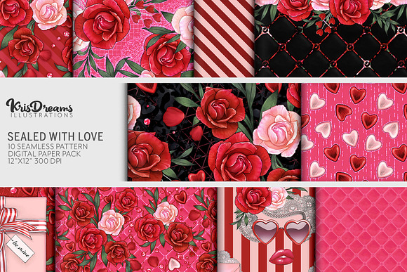 Sealed with Love Digital Paper in Patterns - product preview 4