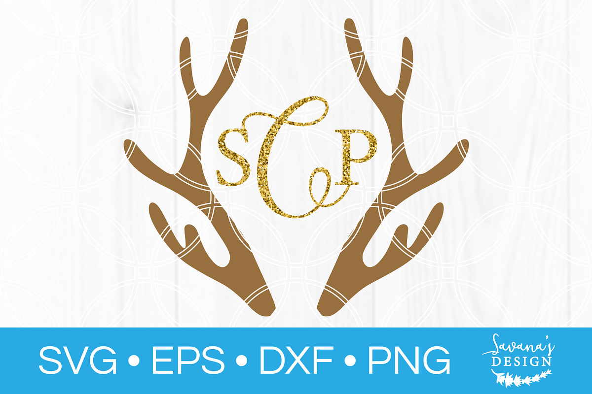 Antler Monogram SVG for Christmas in Illustrations - product preview 8