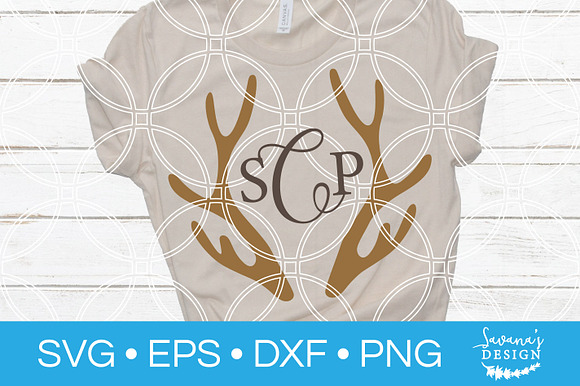 Antler Monogram SVG for Christmas in Illustrations - product preview 1