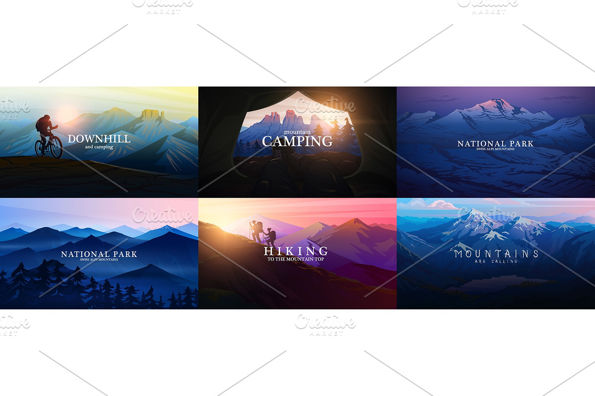 Set of layered mountains for in Illustrations - product preview 8