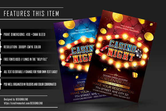 Casino Night Flyer Template PSD in Flyer Templates - product preview 1