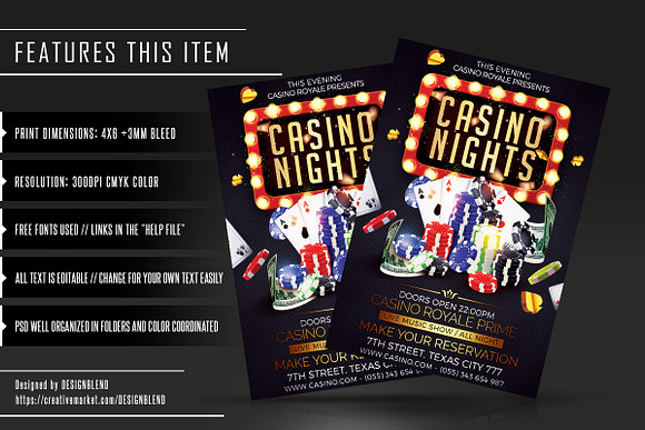 Casino Night Flyer Template PSD in Flyer Templates - product preview 1