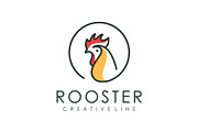 Rooster head logo line style