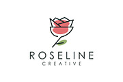 rose logo with outline style, natura