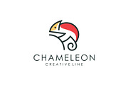 Chameleon logo with a line style, ve