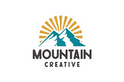 mountain and sun logo stock vector i