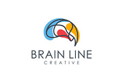 outline brain logo, vector illustrat