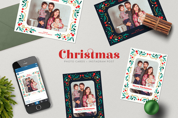 Christmas PhotoCards +Instagram Post in Postcard Templates - product preview 3