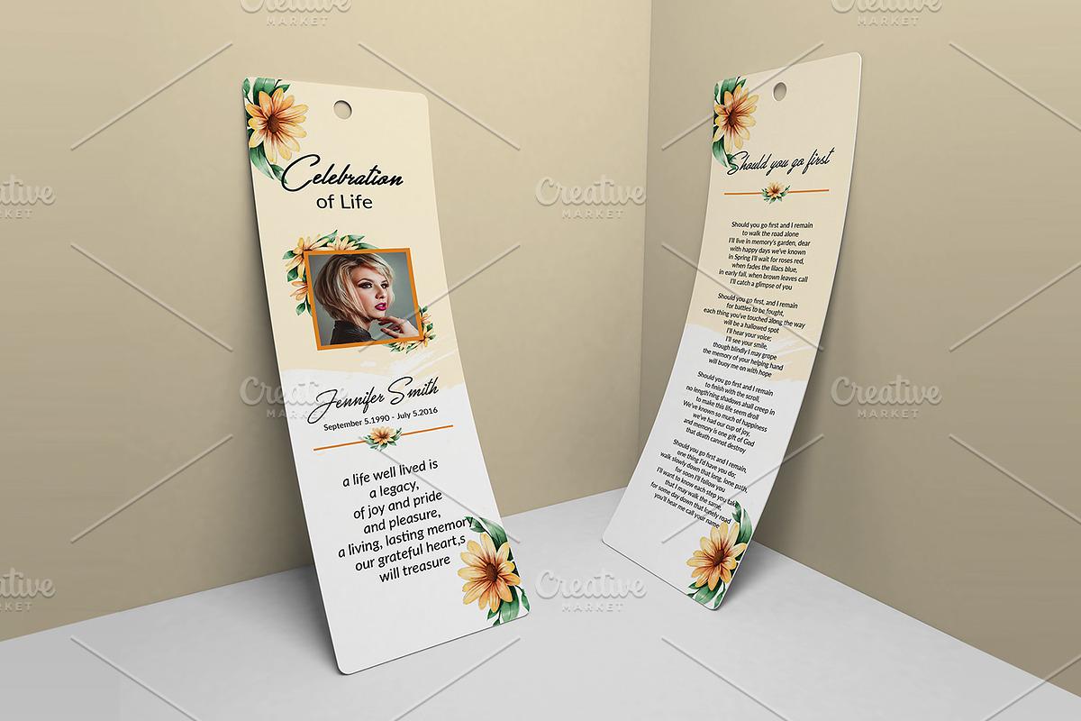Funeral Bookmark Template V04 in Card Templates - product preview 8