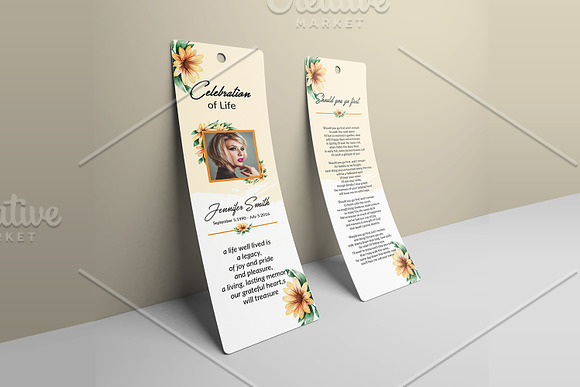 Funeral Bookmark Template V04 in Card Templates - product preview 1
