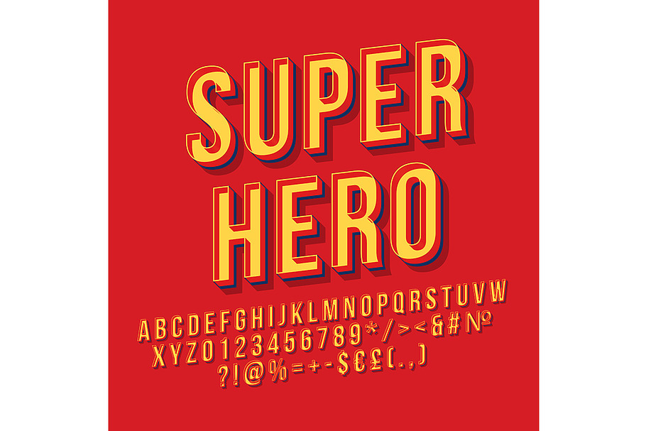 Super hero vintage 3d lettering in Add-Ons - product preview 8