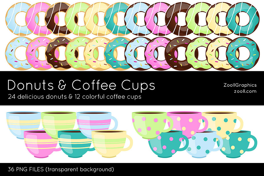 Donuts And Coffee Cups Clip Art
