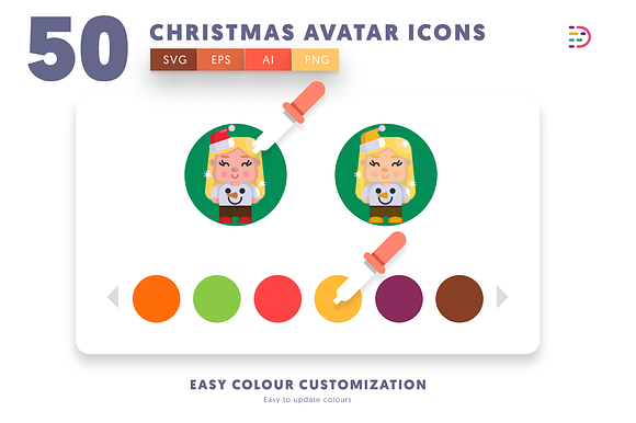 50 Christmas Avatar Icons in Christmas Icons - product preview 2