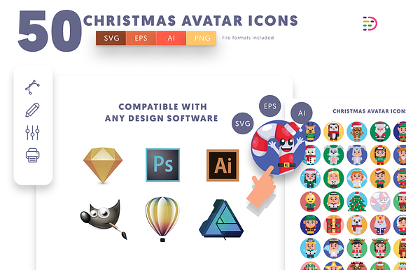 50 Christmas Avatar Icons in Christmas Icons - product preview 7