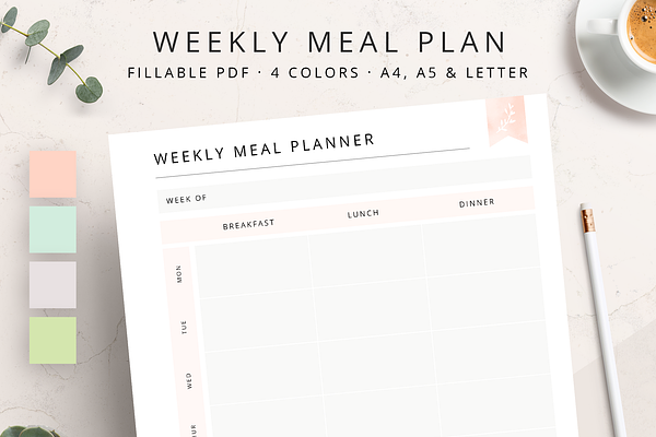 EDITABLE Weekly Meal Planner